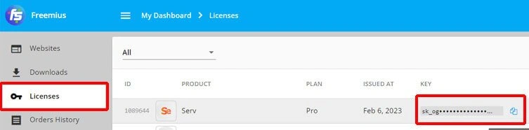 License Key Tab