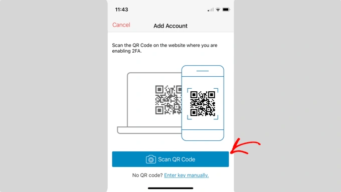 点击 "扫描二维码 "按钮