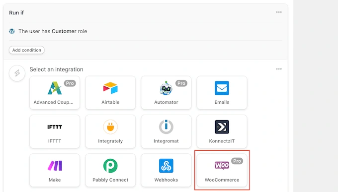 选择 WooCommerce 电子商务插件作为集成