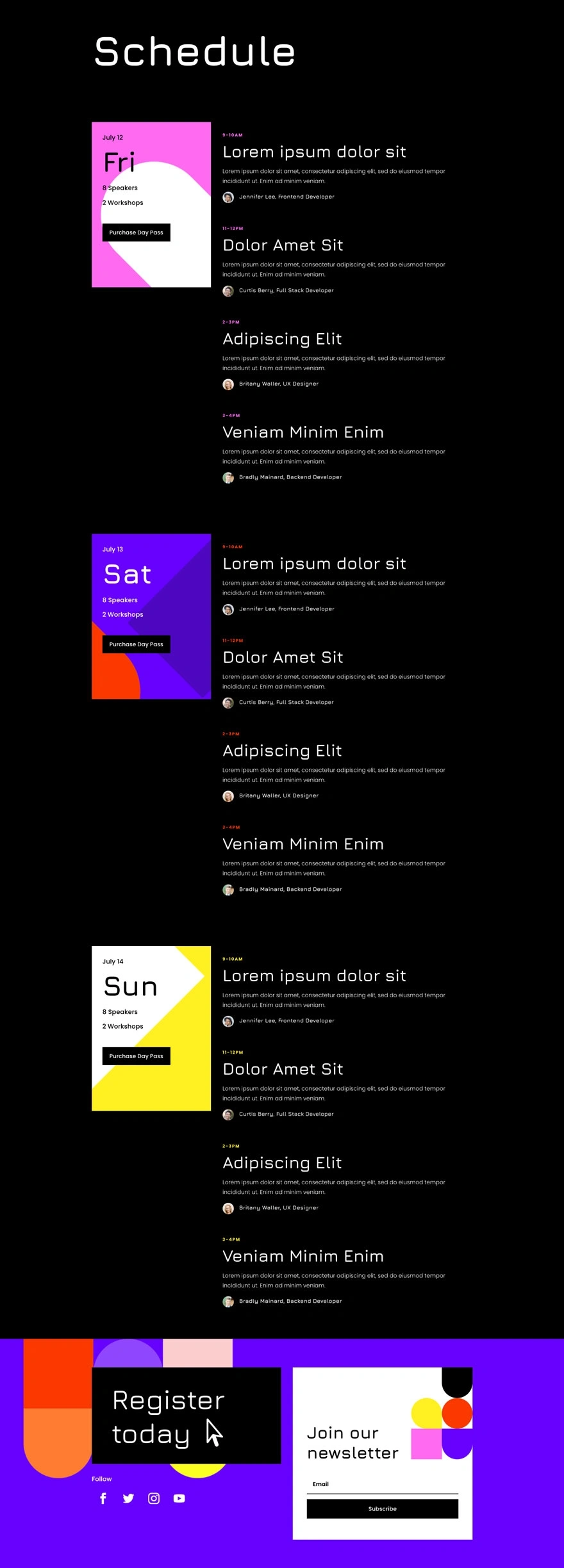 虚拟会议日程页面