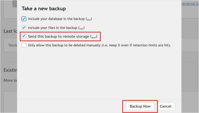Sending UpdraftPlus backup to Amazon S3