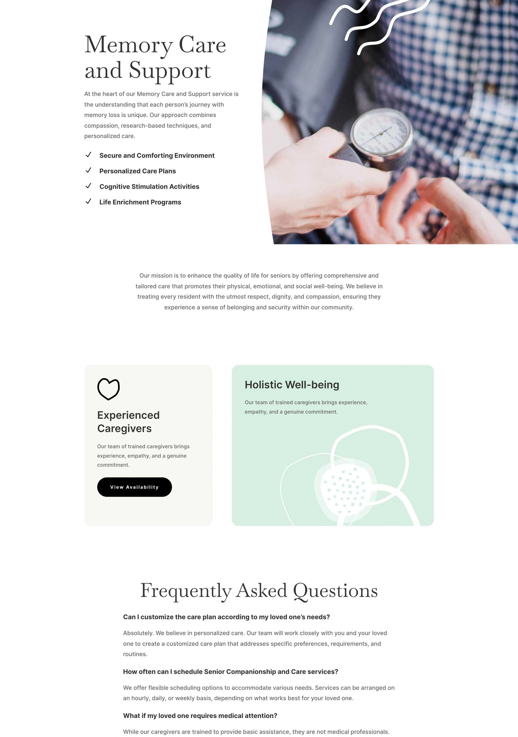 老年护理服务页面