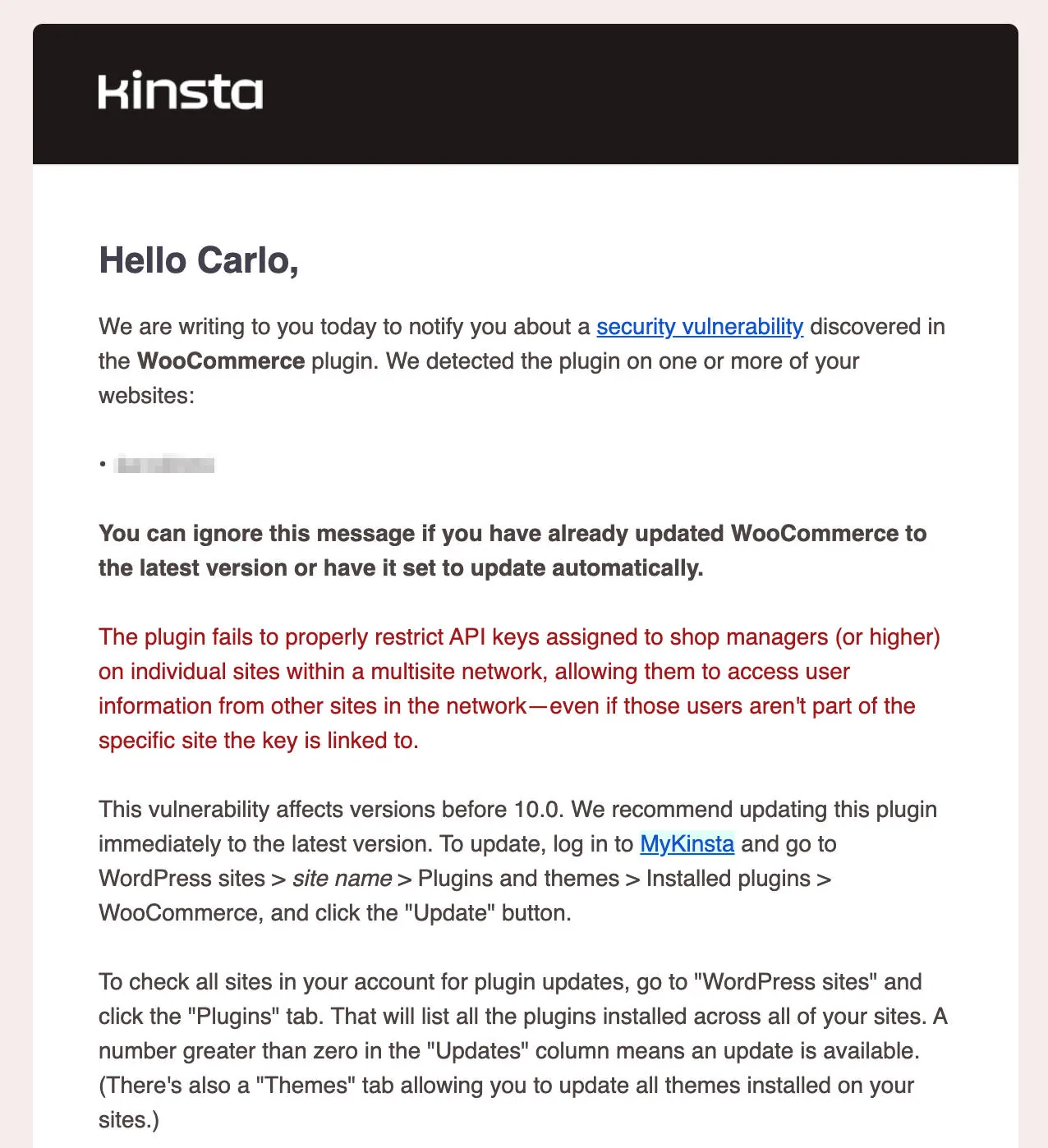 WooCommerce 插件漏洞通知