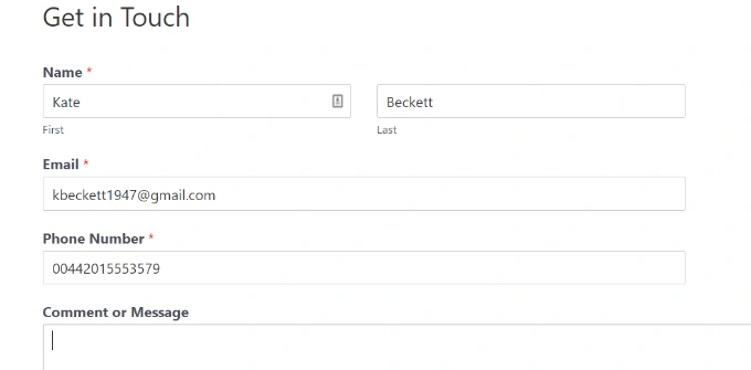 输入测试表格以检查 salesforce 连接