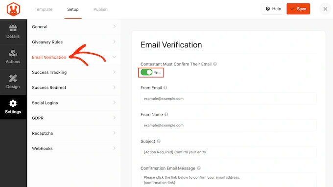 为在线比赛启用电子邮件验证