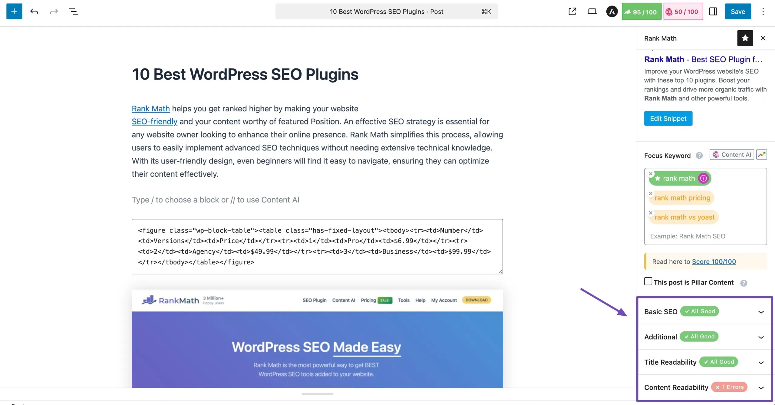 Rank Math 中的 SEO 检查