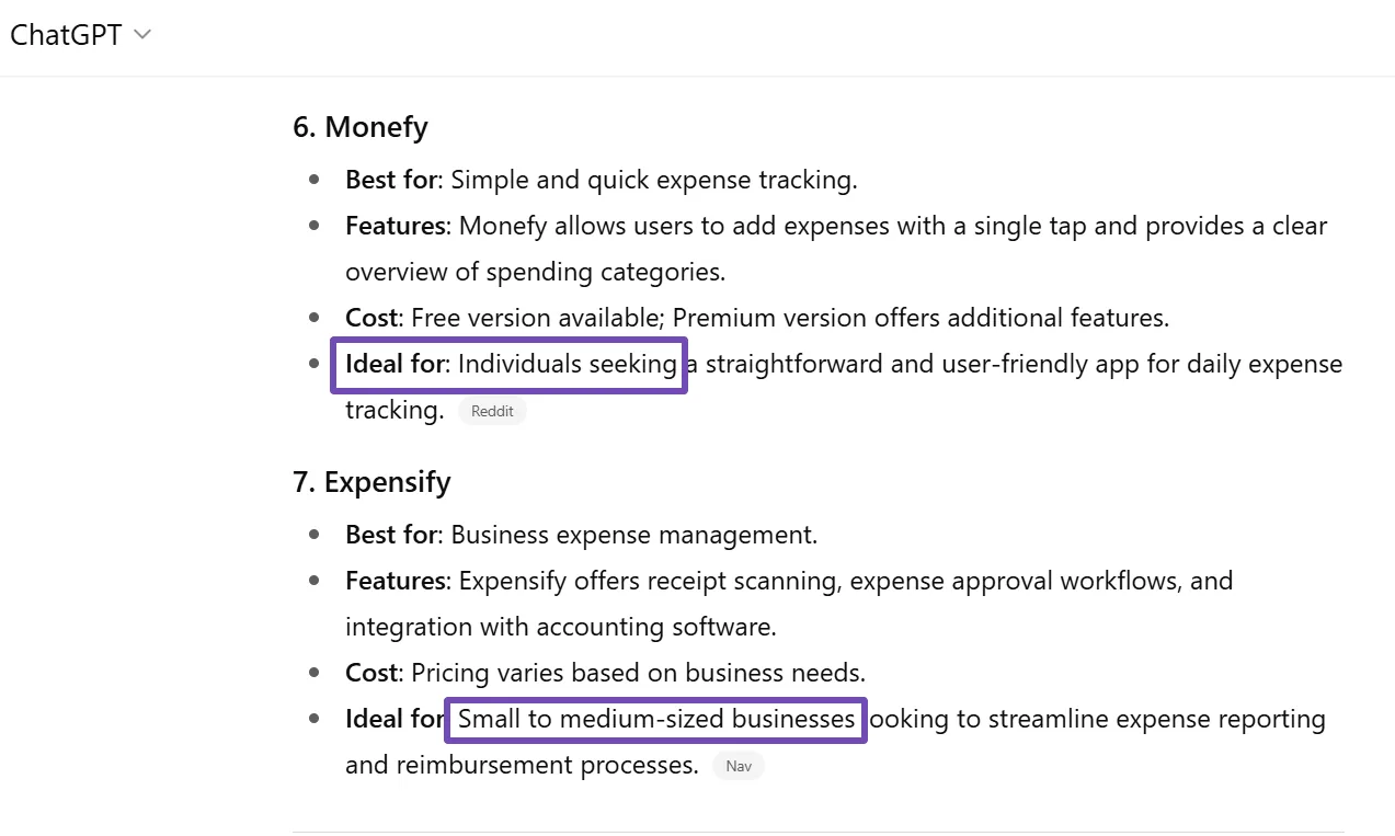 ChatGPT通常会优先考虑适合个人或小型企业的选项