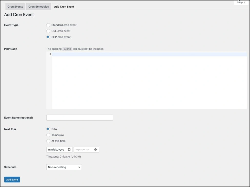 adding a php cron event