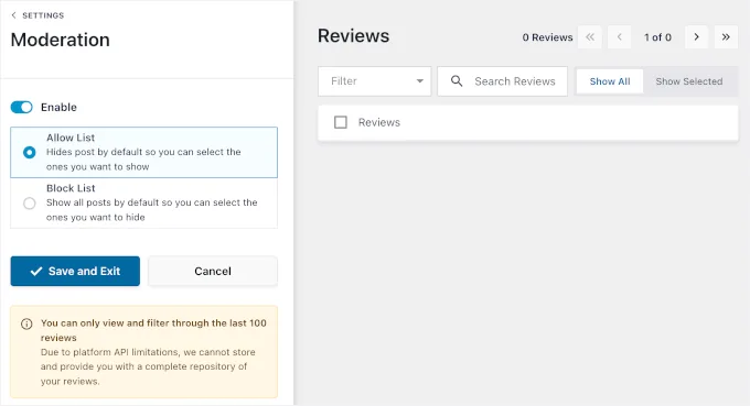 Enabling reviews moderation in Reviews Feed Pro