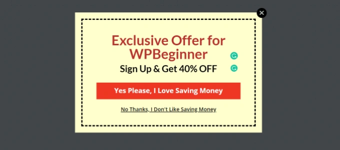 附属用户的弹出窗口