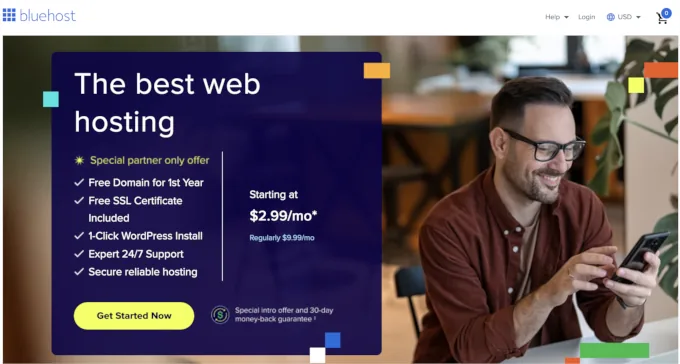 Bluehost homepage