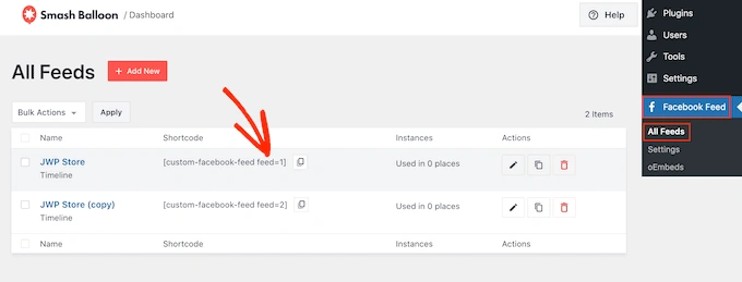 使用短代码将自定义 Facebook 提要添加到您的网站