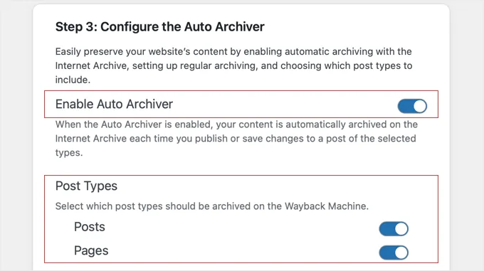 Wayback Link Fixer 设置向导步骤 3