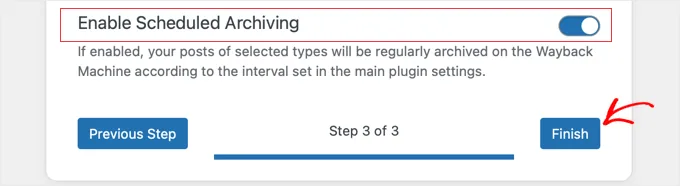Wayback Link Fixer 设置向导步骤 3