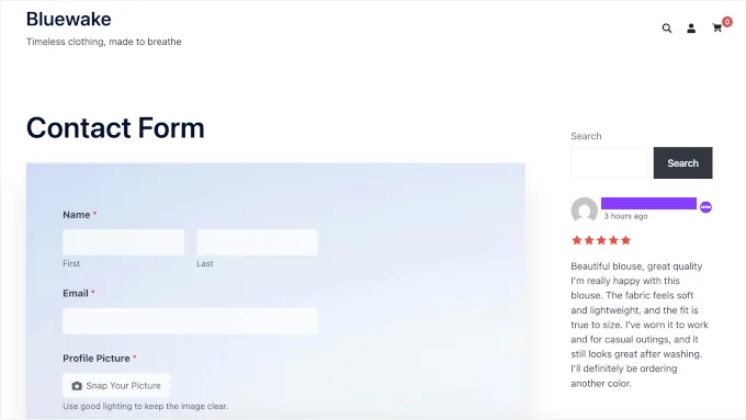 联系页面侧边栏上的 Reviews Feed