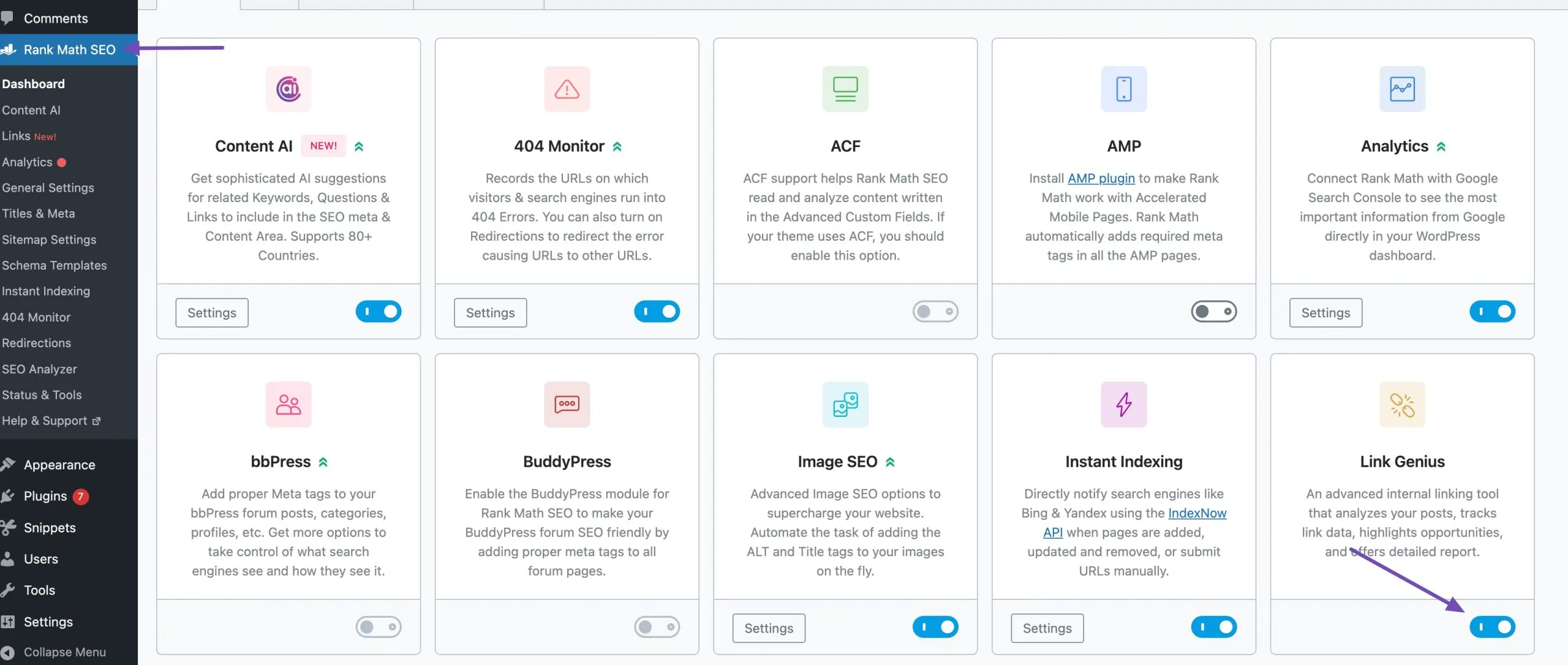 启用 AI Link Genius 