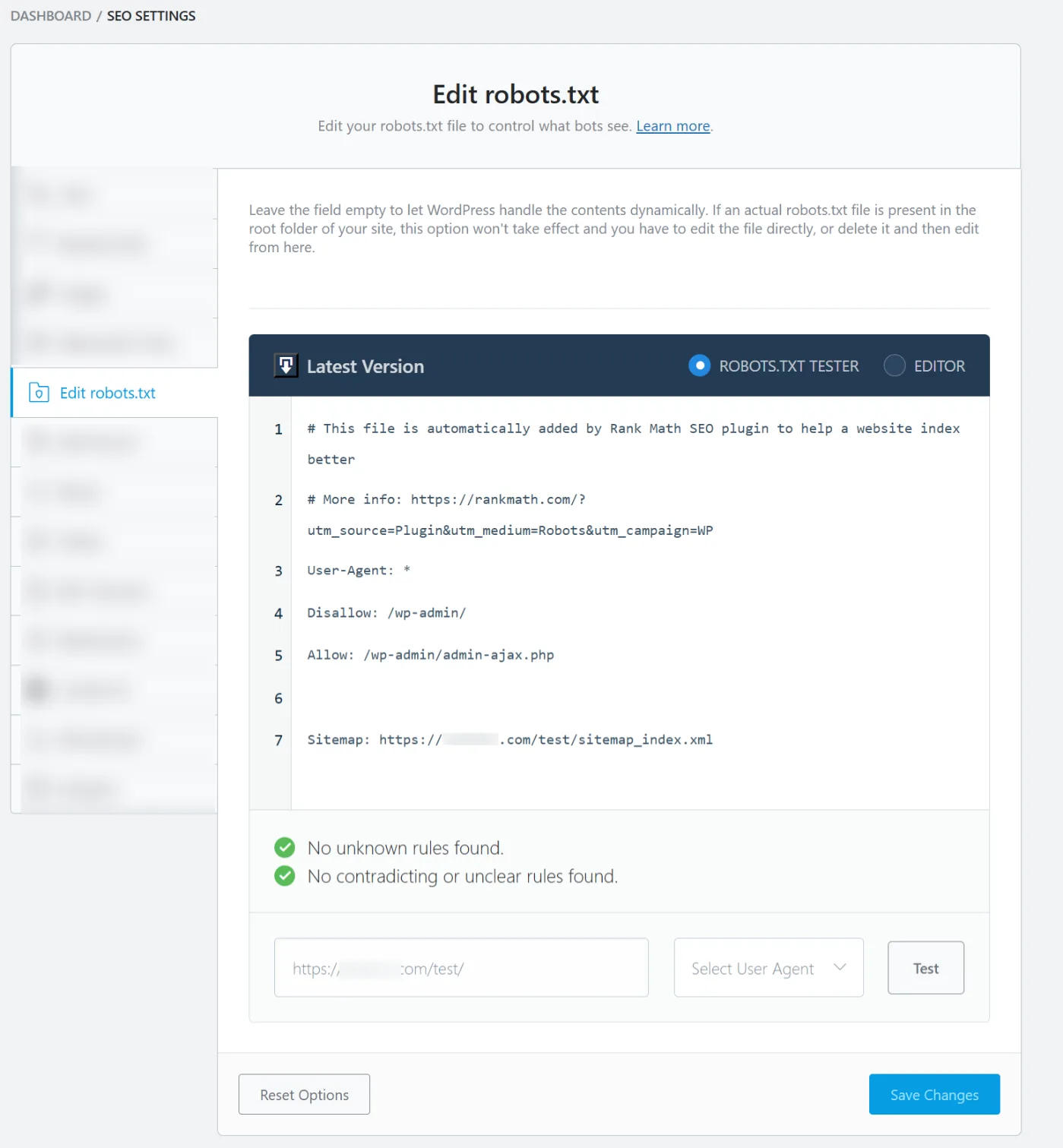 在Rank Math中编辑robotstxt
