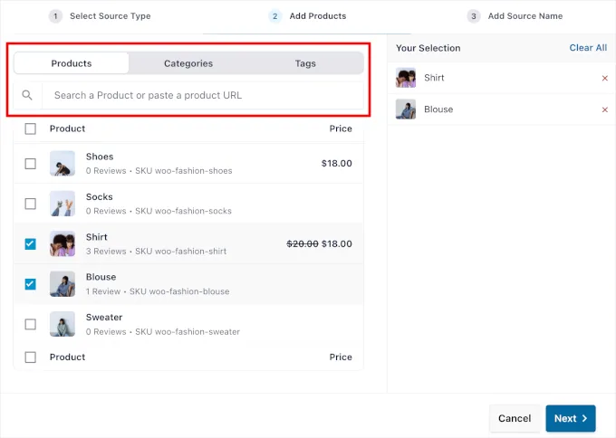 选择要展示的评价