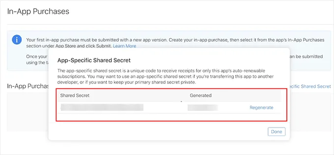 Copy App-Specific Shared Secret