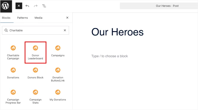 Charitable 的捐赠者排行榜区块