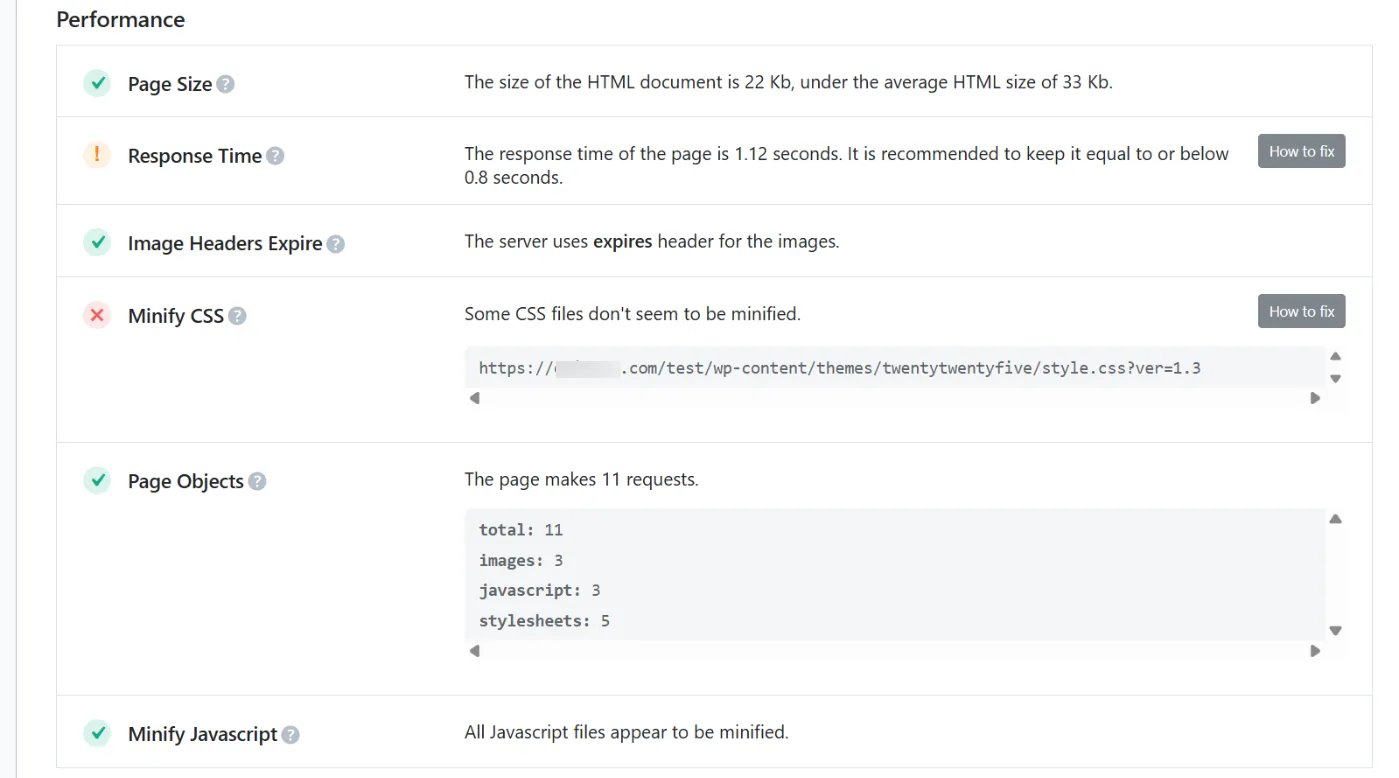 在 SEO Analyzer 中查看页面速度