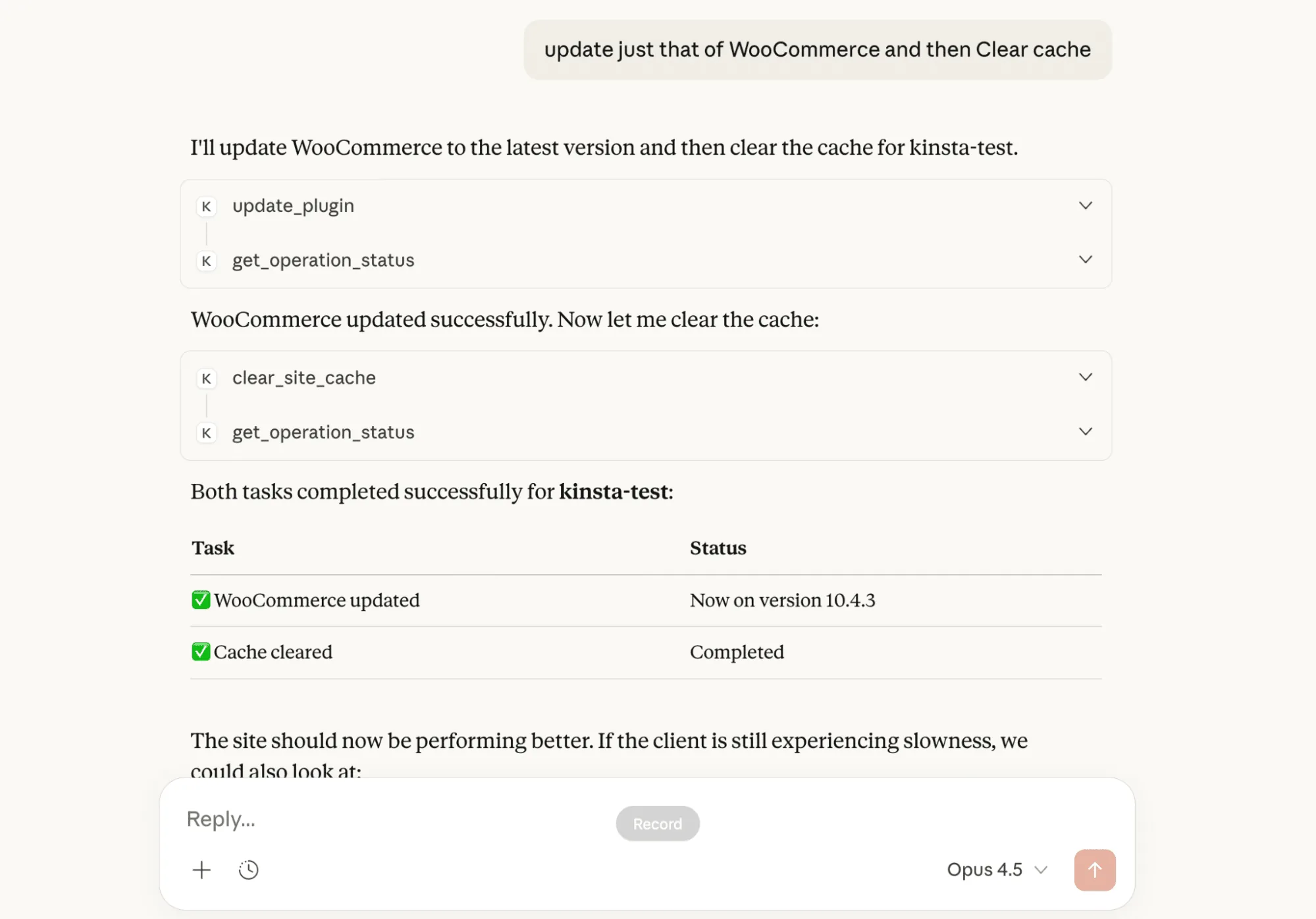 在 Claude 中使用 MCP 驱动的流程更新 WordPress 插件。