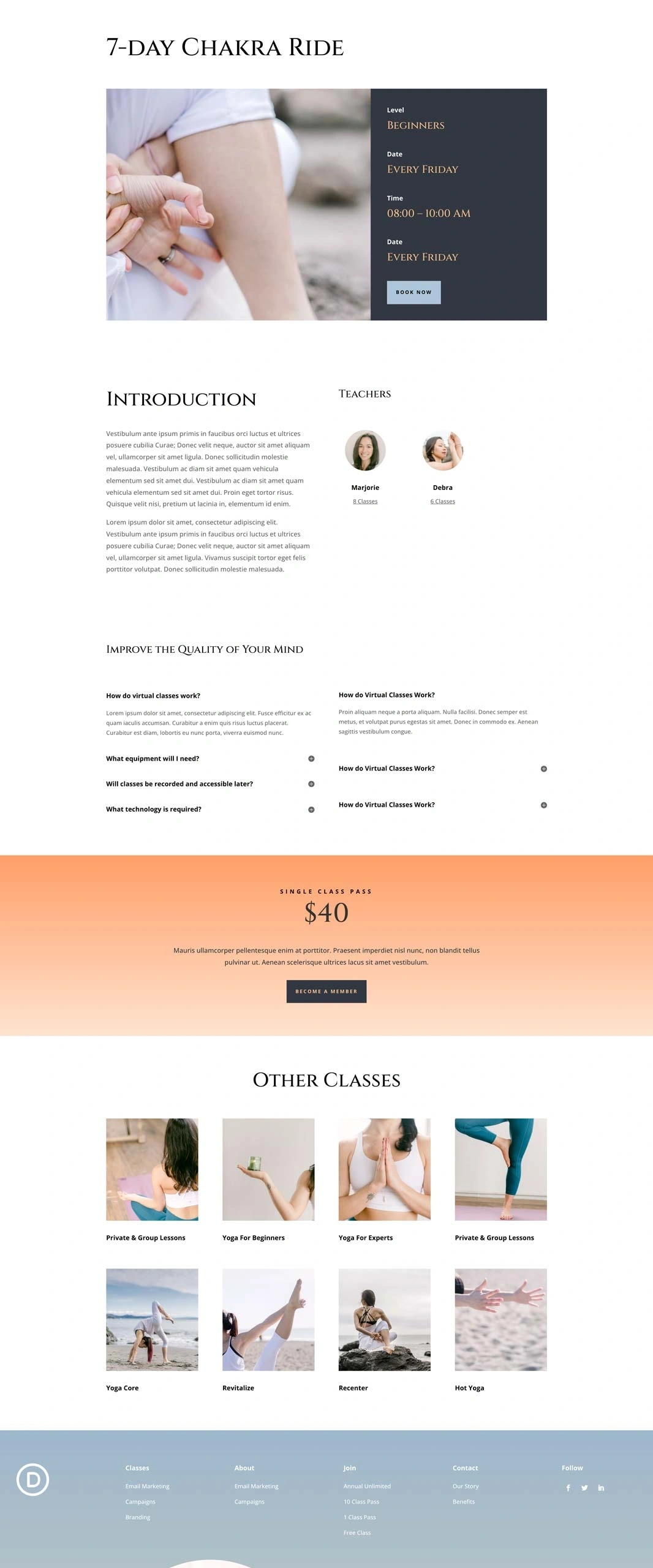 在线瑜伽课程页面