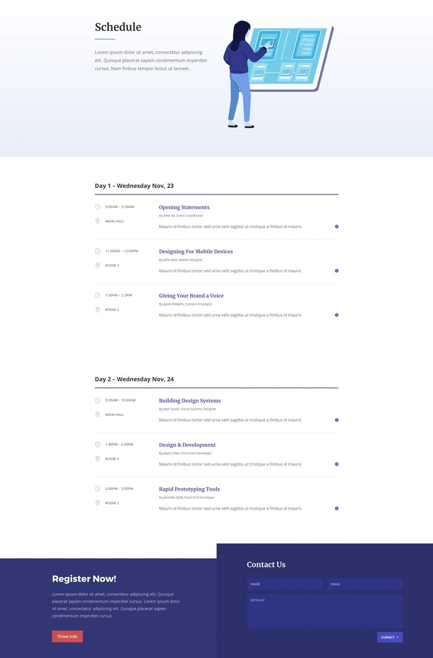 设计会议日程页