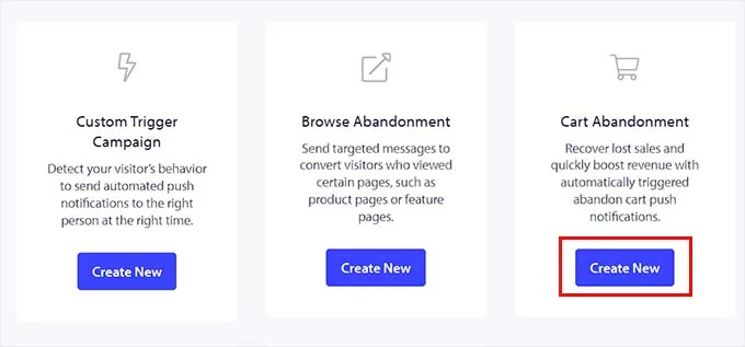 Choose the cart abandonment push notification template