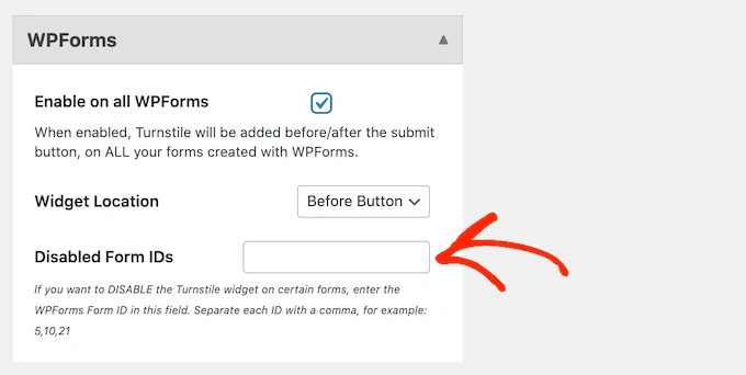 从 WPForms 中删除验证码