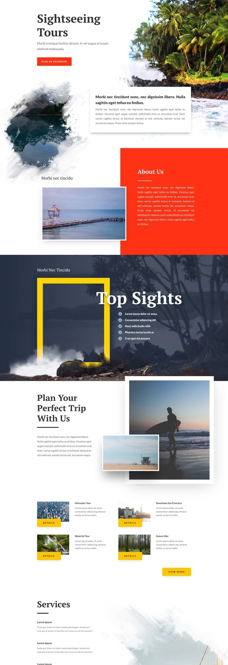 Sightseeing Landing page