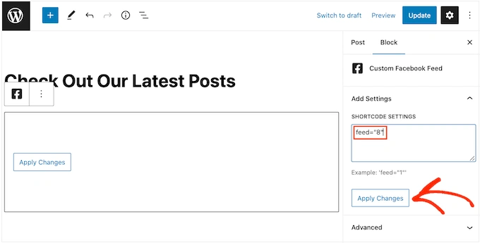 使用短代码显示不同的 Facebook 提要