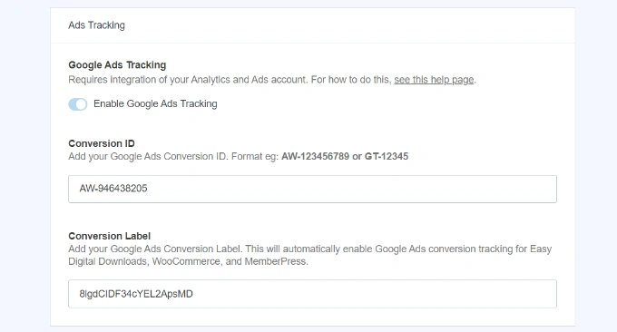 输入转化 ID 和标签