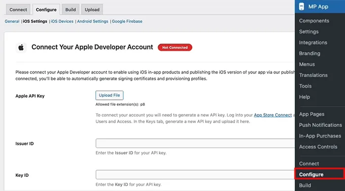Connect the Apple Developer account with MemberPress AppKit