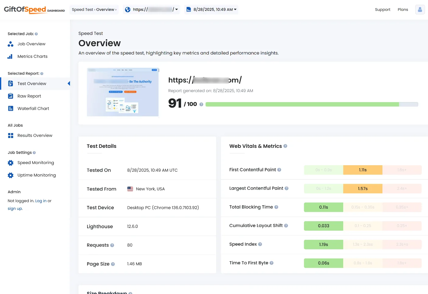 GiftOfSpeed 速度测试结果