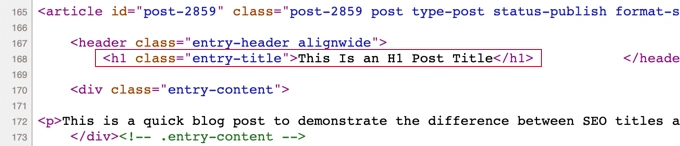 查看文章标题的 HTML H1 标签
