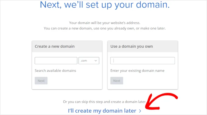 Set up domain name later