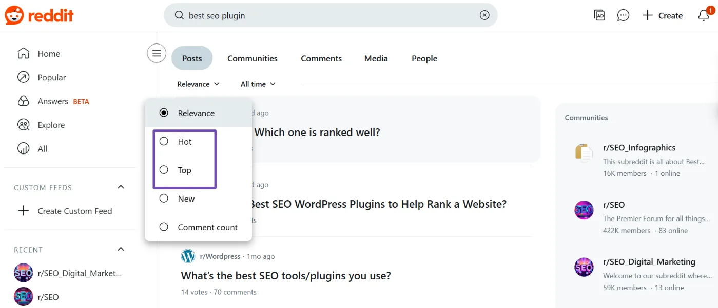 在Reddit上搜索内容创意