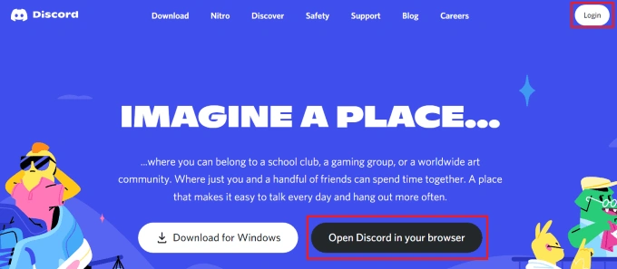 登录您的 Discord 帐户或创建一个新帐户