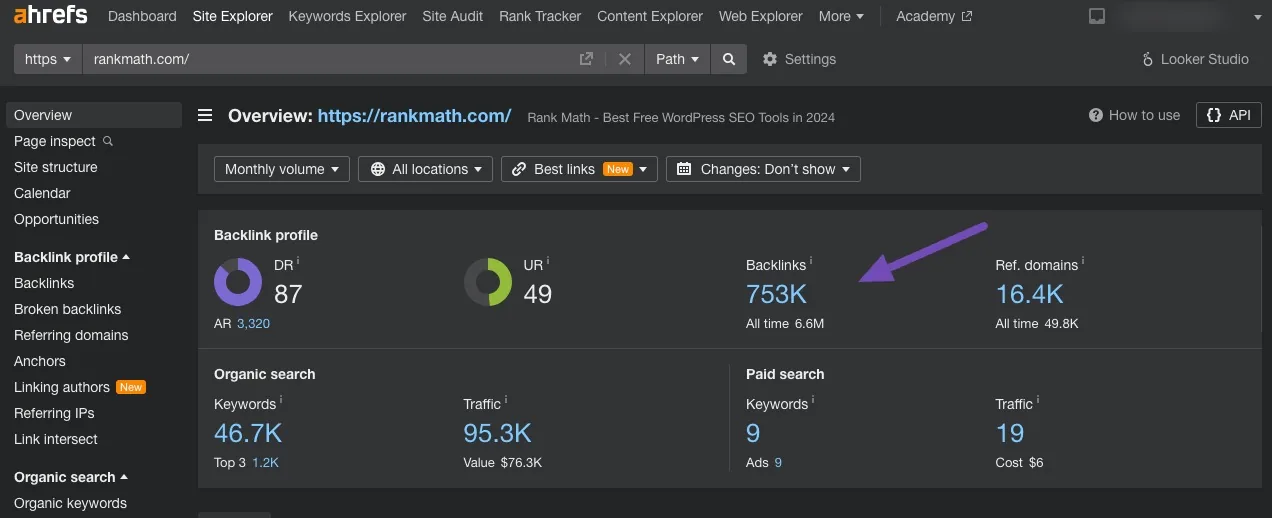 Backlink Analysis in Ahrefs