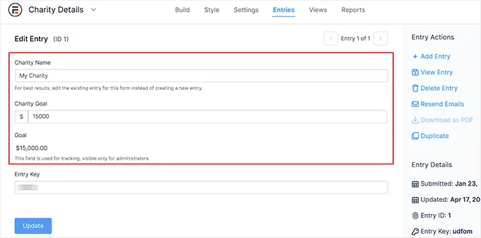 在 Formidable Forms 中配置慈善目标