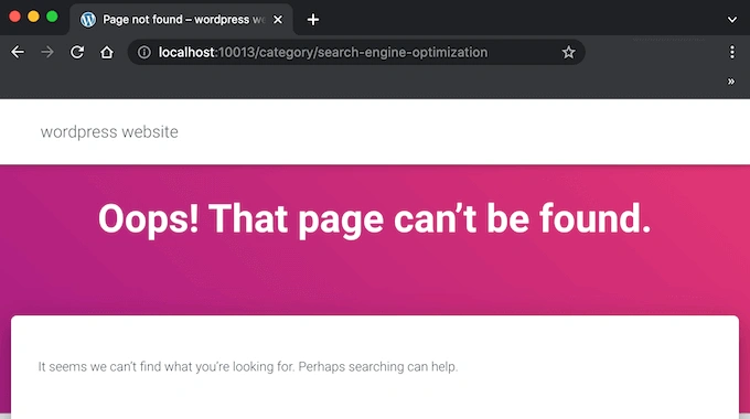 类别存档页面上的 404 错误页面