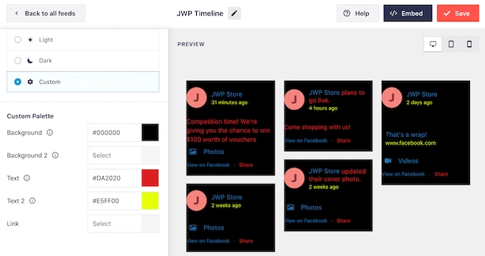 使用 Smash Balloon 创建自定义配色方案