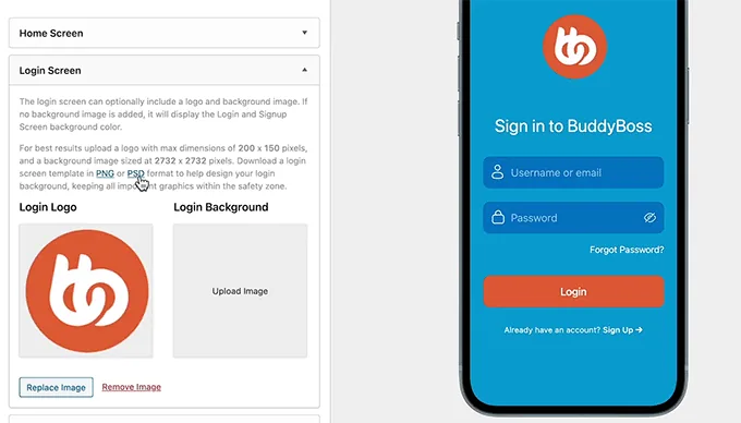 Add logo and background to app login screen