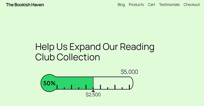 区块主题中筹款温度计的预览