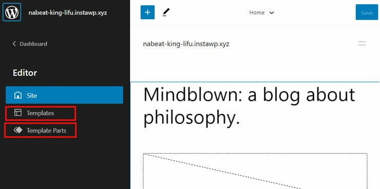 Template and Template Parts Options in Editor