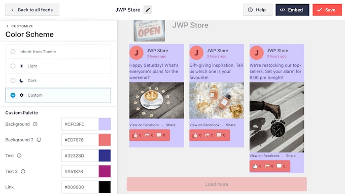 更改嵌入式 Facebook 时间线的颜色