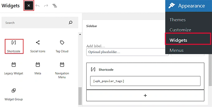 Add shortcode in the widget area of your liking