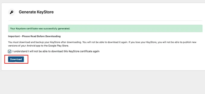 Download KeyStore file 