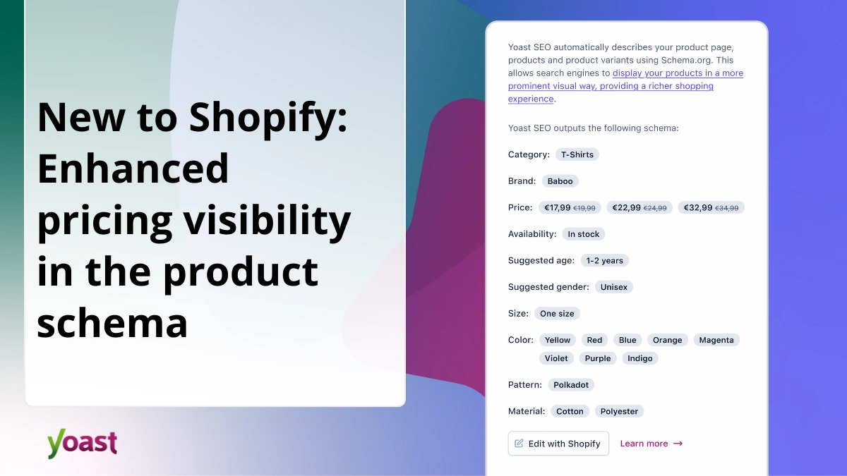 Yoast SEO for Shopify 新功能：产品结构数据中增强的价格显示